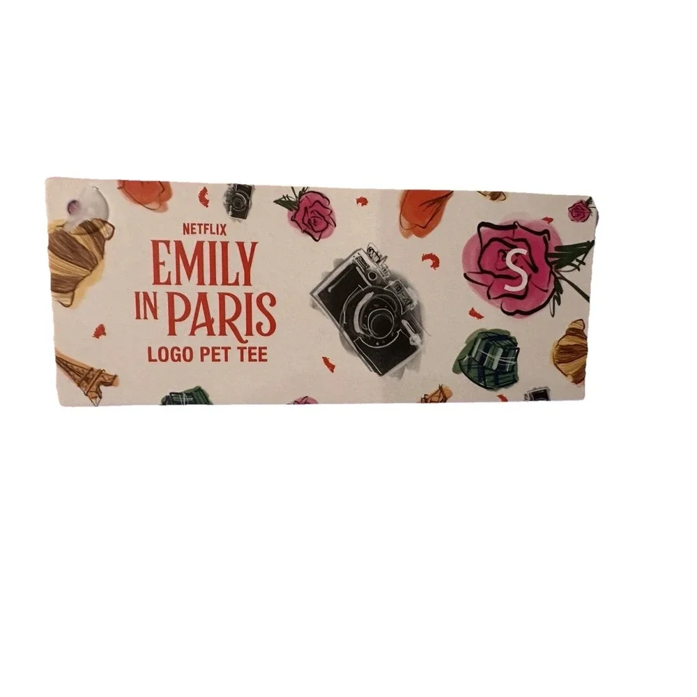 Netflix Emily in Paris Pink Logo Pet T-Shirt Dog Shirt Size Small NWT